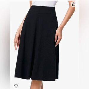 Kate Kasin Flared Stretchy Midi Skirt High Waist Jersey Skirt for Women